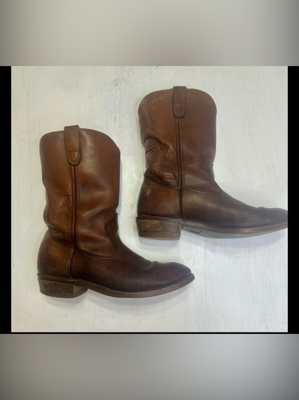 Vintage 1990’s Brown Leather Western Biltrite Sole Cowboy Ranch Boots Men 8D - Picture 5 of 16